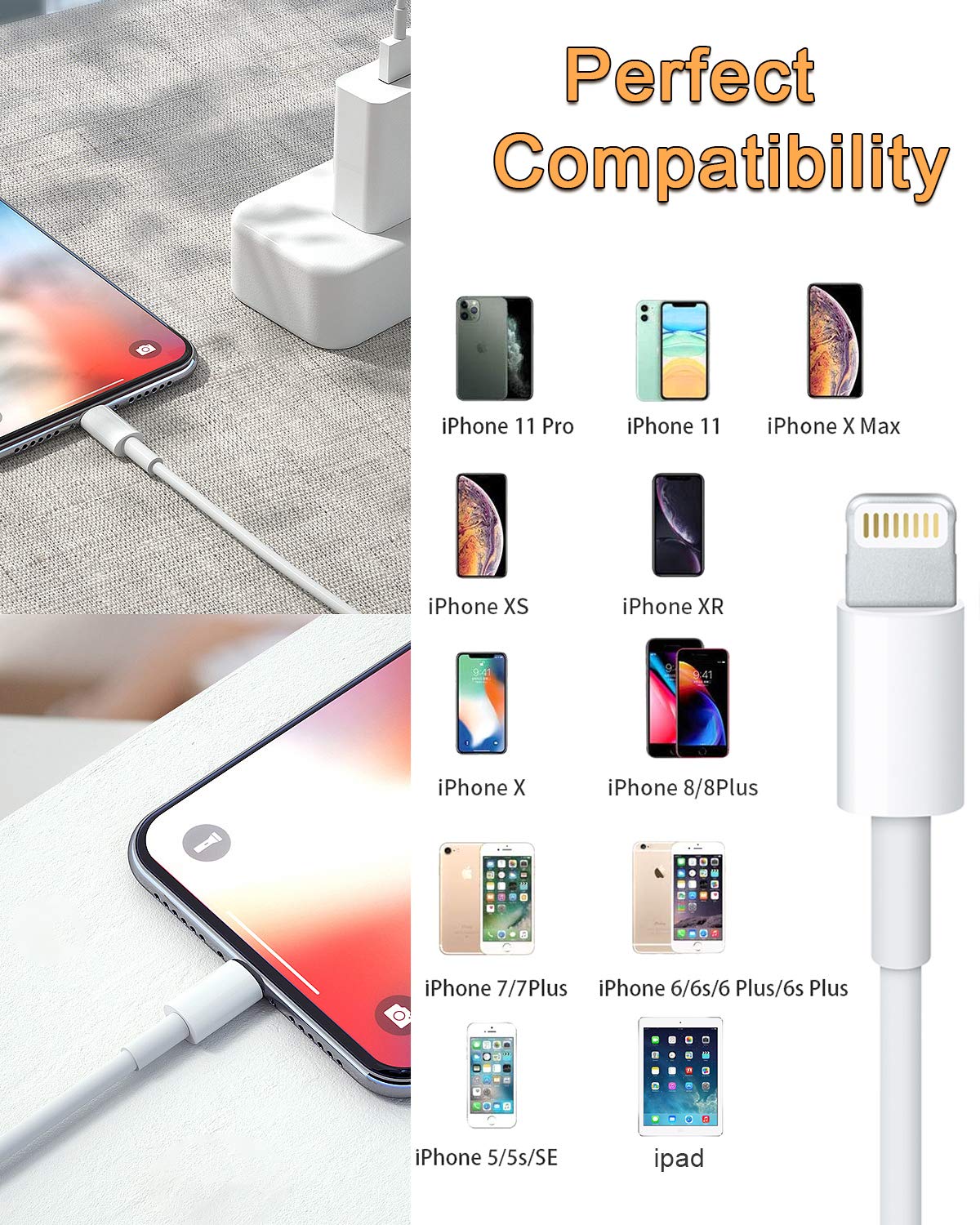 USB-A to Lightning Data Charging Cord Cable USB-A to Lightning Data Charging Cord Cable